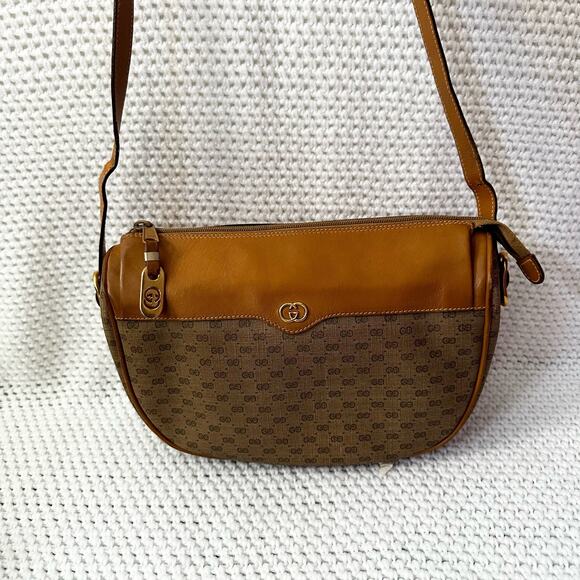 Gucci Vintage 70s Era Micro GG Monogram Crossbody Tan Canvas PVC Crossbody Bag - Picture 8 of 16